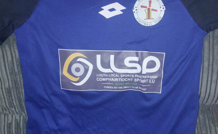 Blue LLSP jersey for Moneymore Football Club.